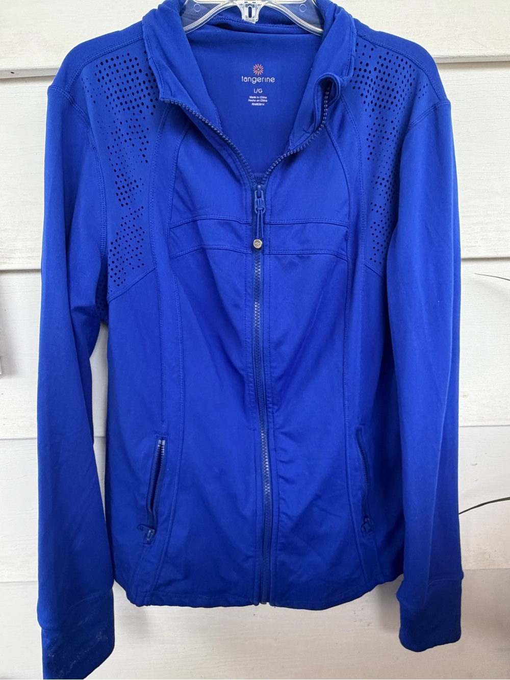 Tangerine Athletic Royal Blue Laser Cut Full Zip Activewear Jacket - Size Large